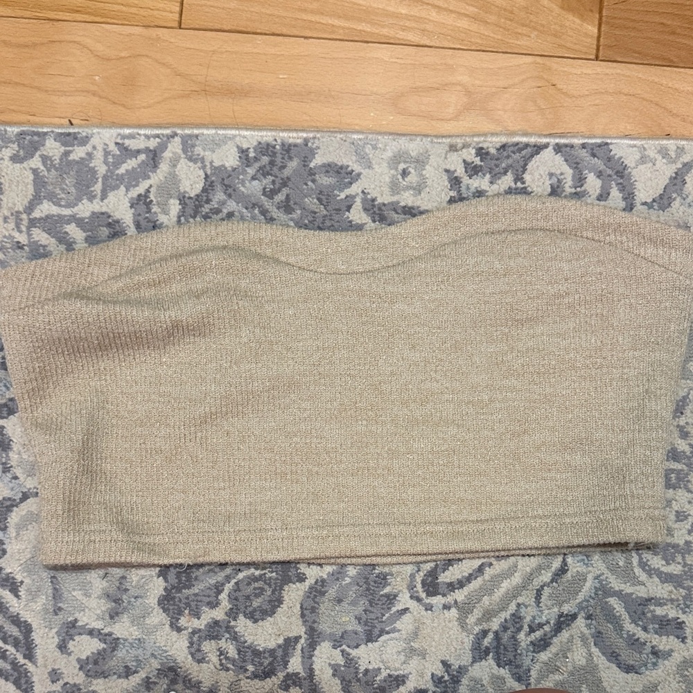 Beige Strapless Knit Top